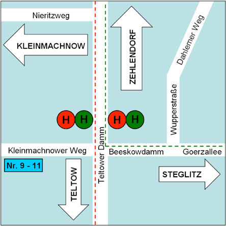 Anfahrt zur Physio-Villa, - Pyhsiotherapie Osteopathie Zehlendorf